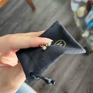 Mejuri 14k Yellow Gold Stud Earrings with Dalmatian Jasper